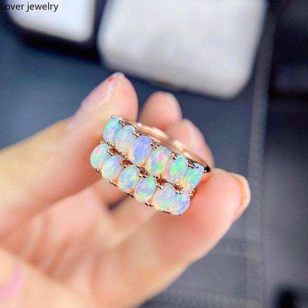 

cluster rings natural opal woman change fire color mysterious 925 silver various gemstones engagement for women, Golden;silver