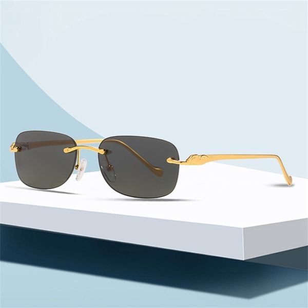 

80% off store online leopard head rimless men and women versatile sunglasses personality oval glasses, White;black