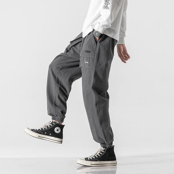 

men's pants 2021 fall fashion folding bag japanese casual, Black