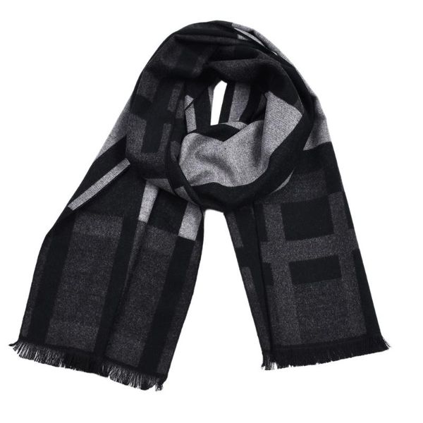 

scarves 2 pcs 30cm*180cm male winter scarf men cashmere-like plaid tassels pashmina thick thermal soft business casual style, Blue;gray