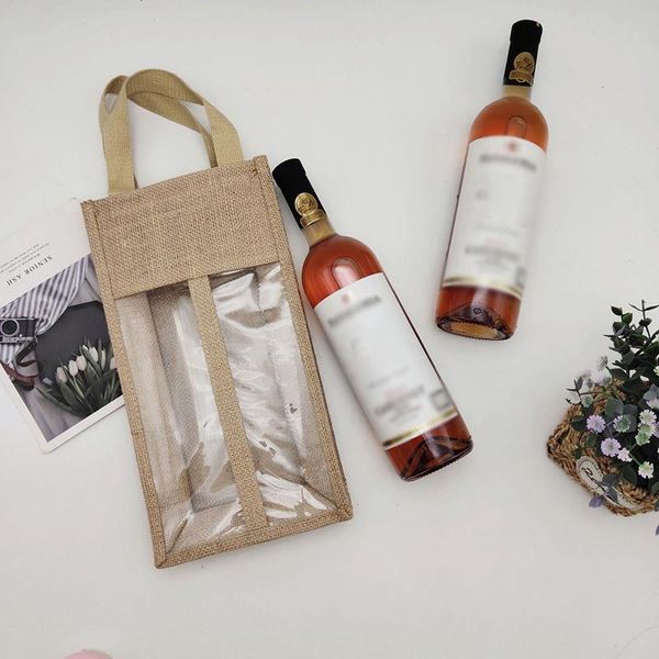 

storage bags wine gift champagne pouches burlap packaging bag red bottle covers wedding holiday party decoration