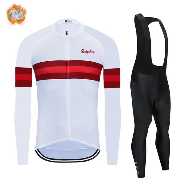 

racing sets ralvpha men cycling jersey set 2021 winter fleece long sleeve bicycle clothing windproof wear triathlon, Black;blue