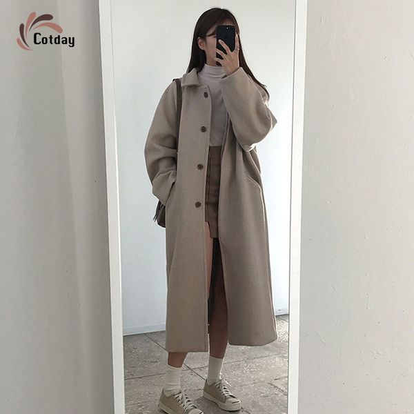 

women's wool & blends cotday cashmere gray long fall female winter warm korean coats blend elegant coat woman overcoat 42kn, Black