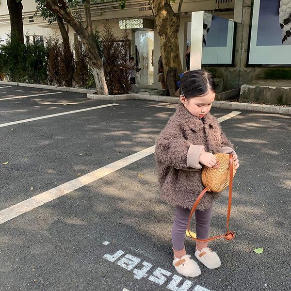 

jackets fall/winter 2021 korean boys and girls fur coat children lamb toddler baby warm outwear, Blue;gray