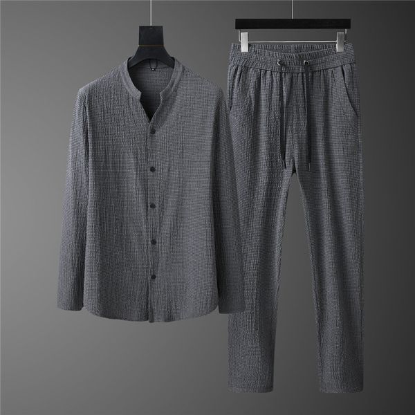 

Men's Shirts fashion color summer slim fit gentleman 2-piece long trousers suit w 4QIZ, White;black