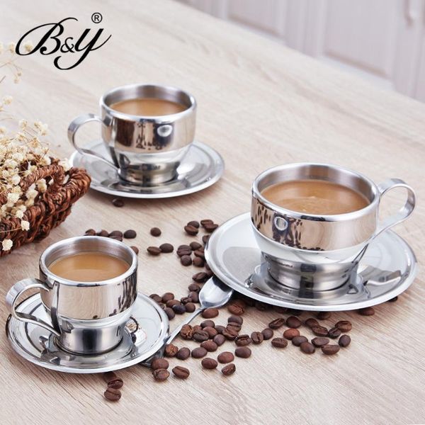 

mugs dining drinkware european style stainless steel skew creative handgrip coffee with tray