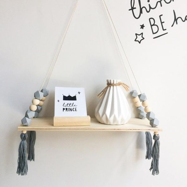 

decorative objects & figurines ins nordic style floating shelves tassel wall hanging decoration creative shelf swing rope indoor outdoor