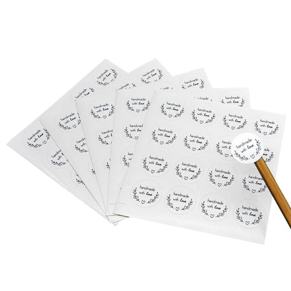 

gift wrap 160pcs kraft paper "handmade with love" stickers round adhesive labels baking wedding decoration party sticker