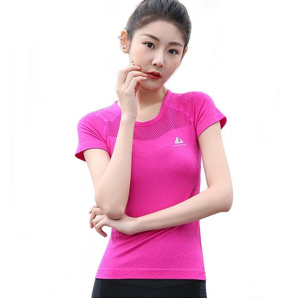 

yoga outfits 2021 fashion women's fitness sports t-shirt running gym hollow short sleeve quick dry breathable nylon sportswear, White;red