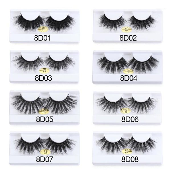 

1pair 25mm false eyelashes 8d thick long mink hair fake wispies fluffies criss-cross eye lashes makeup tools1