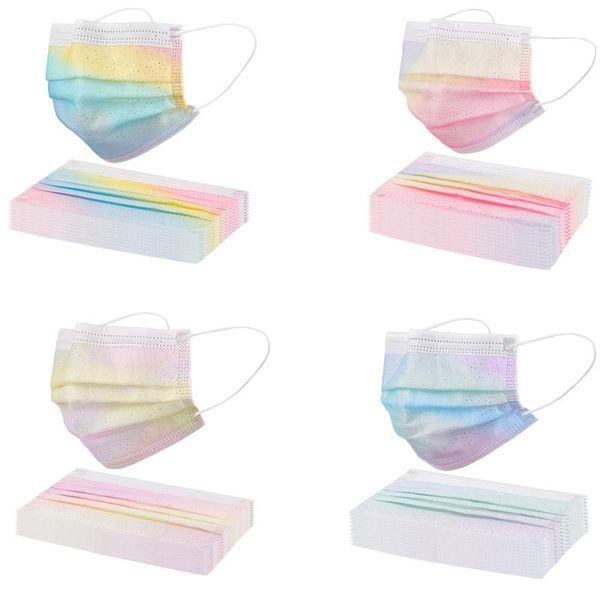 

diving masks 10pc kid tie-dye gradient three-layer mascara mondkapjedust-proof breathable disposable mondkapjes scarf halloween cosplay mask