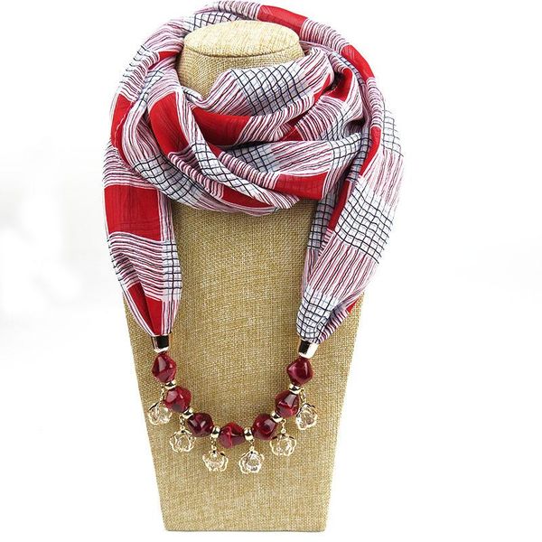 

necklace with pendant for women long chiffon printing necklaces beads neck accessories 11 colors choose chokers, Golden;silver