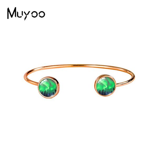 

bangle 2021 arrival green northern lights light handcraft glass dome adjustable bracelet cuff jewelry bangles, Black