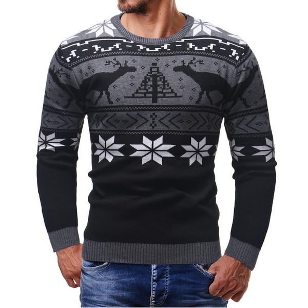 

men's sweaters fit warm thin fashion clothing mens slim sweater male jumpers deer christmas knitwear brand for casual autumn cardigan b, White;black