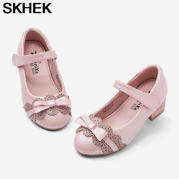 

girls princess shoes butterfly knot high-heel crystal kids leather children' single birthday present flat, Black;grey