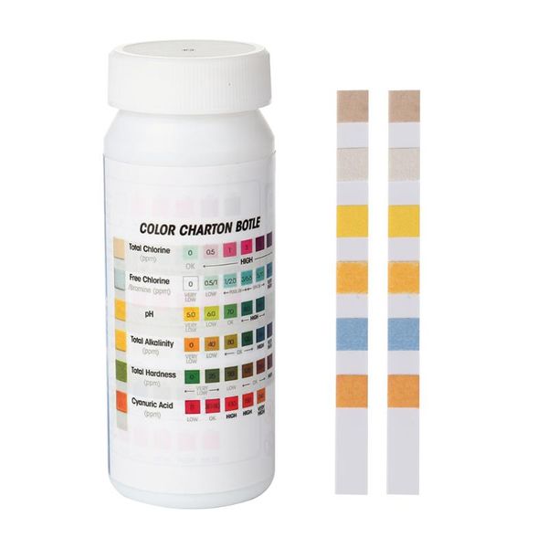 

meters 50pcs 6 in 1 swimming pool ph test paper residual alkalinity hardness strip universal indicator for aquarium