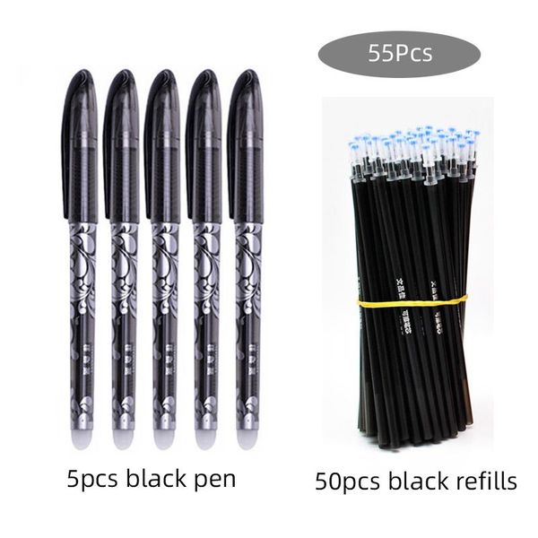 

ballpoint pens 55pcs/set erasable wash gel pen set 0.5mm blue black red ink writing for school office stationery replacement supplies, Blue;orange