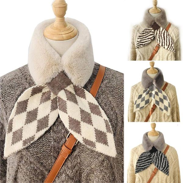 

women's knitted scarf neckerchief women fashion thick warm plush neck collar scarves for ladies xd88 cycling caps & masks, Black