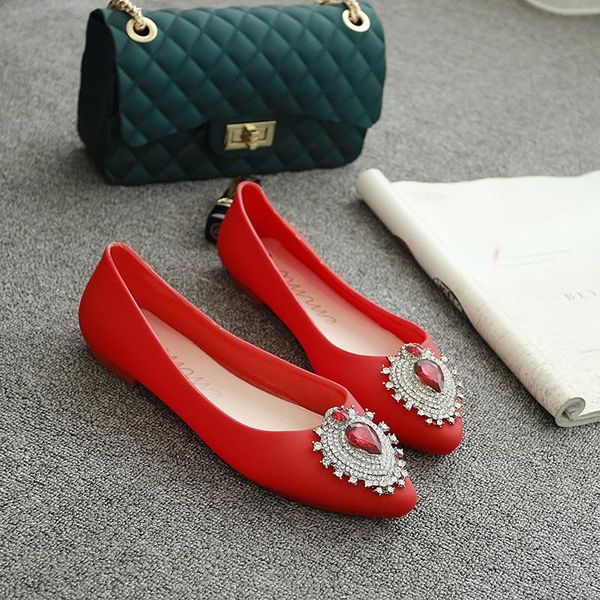 

sandals diamond jelly women loafers pointed toe cover heels plastic pvc sandalias mujer mules rhinestones candy shoes woman 2021, Black