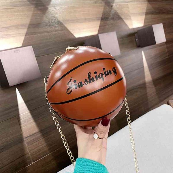 

new ins personalized small round cute female basketball modeling messenger chain bag