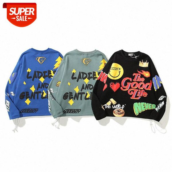

hip-hop street sweater graffiti love smiley with hedging batch #n64o, Black