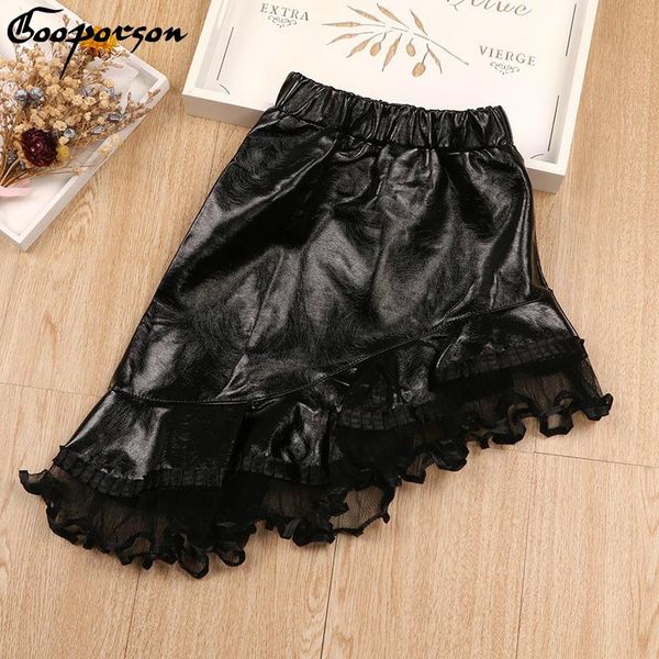 

skirts girls leather skirt fashion lace faux lether sweet children clothes pu with for 3-7years old drop, Blue