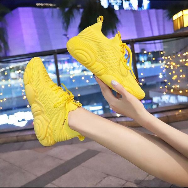 

dress shoes spring and autumn small white women's breathable flying knitting versatile casual running, Black