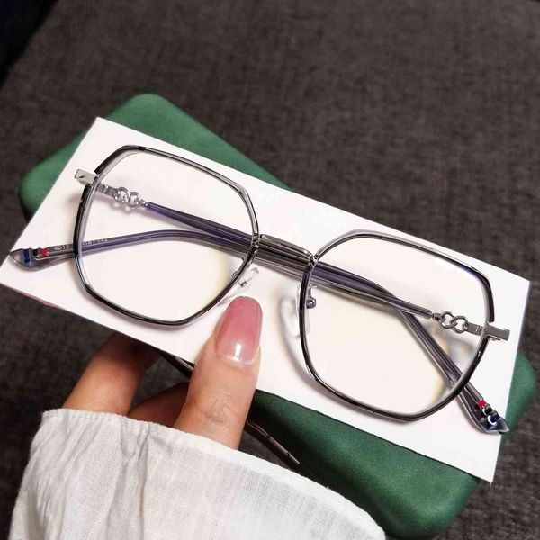 

design sunglasses korean version square transparent flat lens women's anti blue large black men's myopia frame, White;black