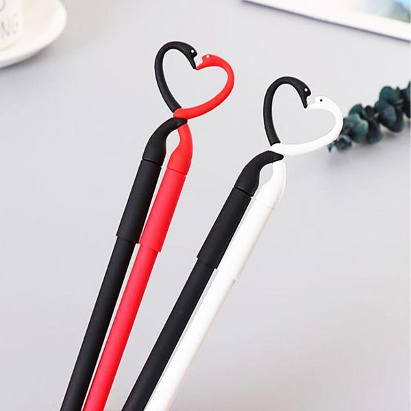 

gel pens 2 pcs/set novel creative swan kiss love 0.5mm black pen office school supplies blue pencils writing child gif