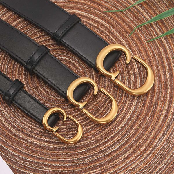 

belt letter smooth buckle thin fashion trend leather belt women, Black;brown