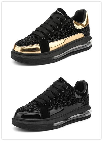 

running shoes casual sneakers rhinestone men high hip hop gold italy leisure folding driving loafers sneaker .39-44 2273, Black