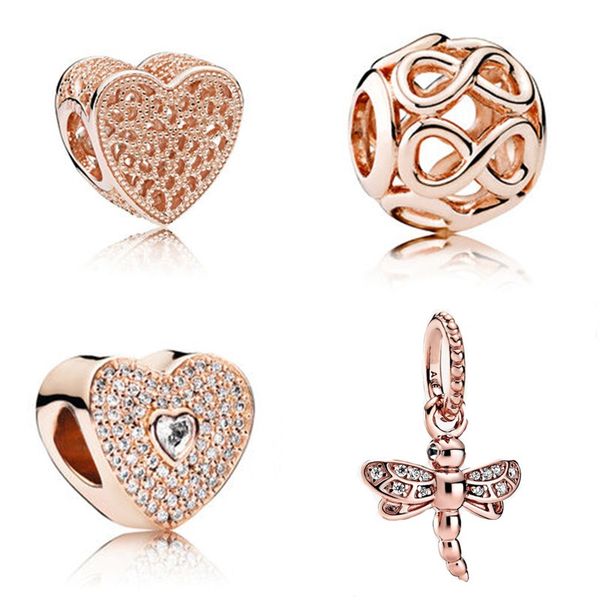 

fits pandora bracelets 20pcs butterfly crystal rose gold valentine's day charms beads silver charms bead for women diy european necklac, Black