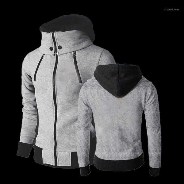 

men's hoodies & sweatshirts winter hoodie coat zipper decoration warm windbreaker jacket male casual fitness clothes oversize outwear, Black