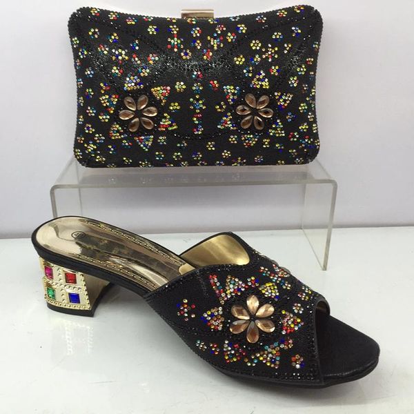 

dress shoes black color italian and bag set african shoe decorated with rhinestone nigerian wedding