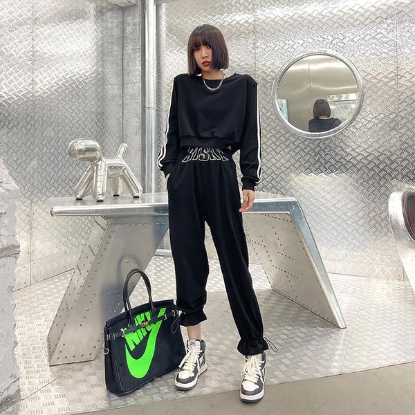 

women's two piece pants leisure sports - set of women spring and autumn age reduction short hoodie straight cylinder nine minute, White