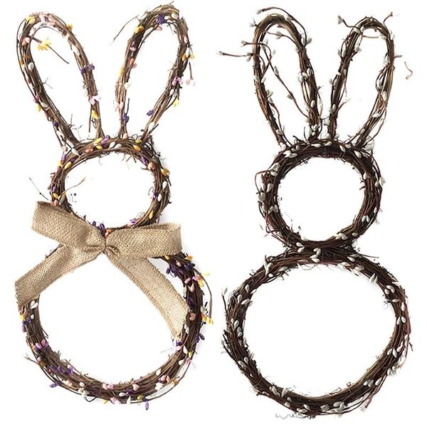 

decorative flowers & wreaths handmade rattan wreath pendant christmas easter door hanging garland holiday home decorations