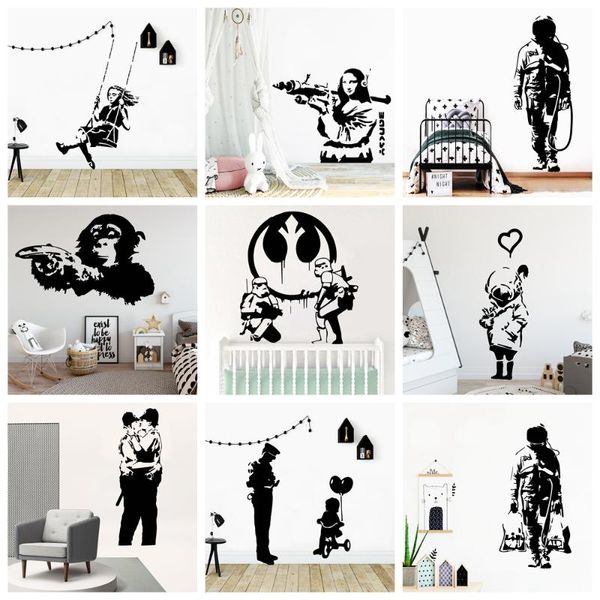 

wall stickers 3d banksy soldiers removable art sticker mural