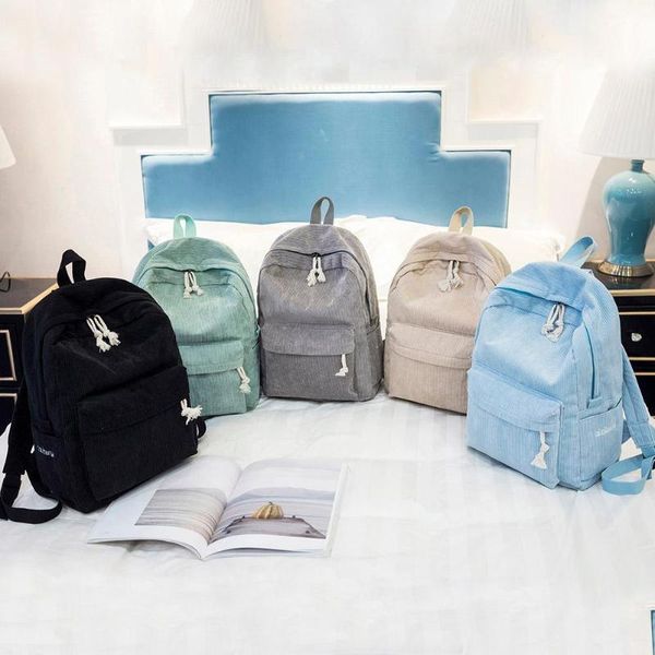 

outdoor bags preppy style women canvas backpack soft fabric school bag teenagers girls travel shoulder bagpack corduroy design rucksack