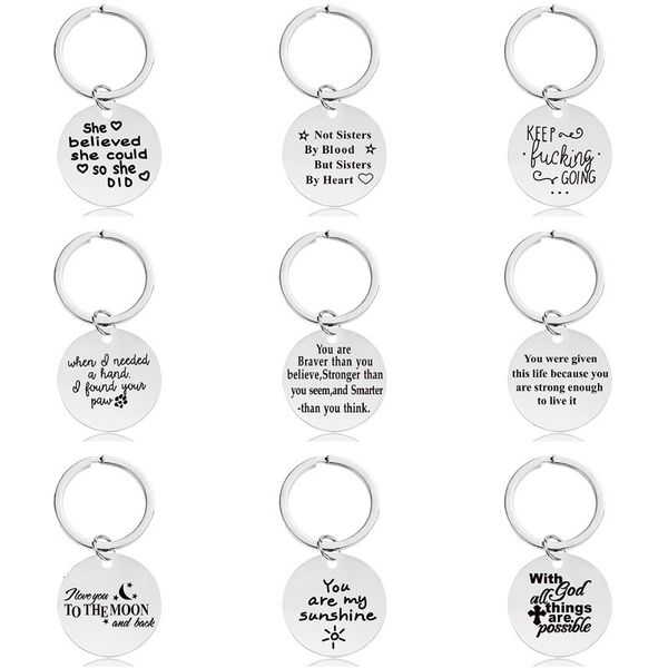 

trendy couple keychain pendant 2021 new titanium steel jewelry female pendant stainless steel metal men's keychain wholesale, Silver
