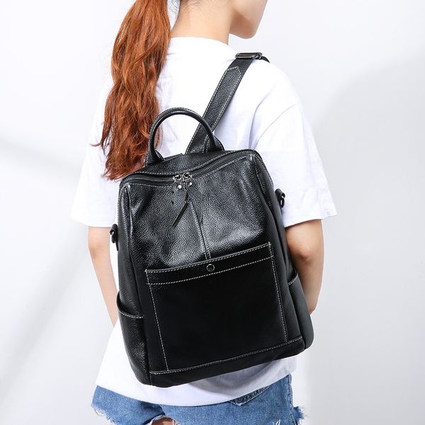 

100% genuine leather natural real first layer layer shoulder school book bags