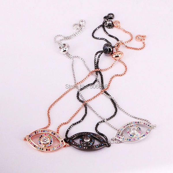 

charm bracelets 6pcs zyz-b5237 fashion colorful zirconia eye connectors micro pave cz, Golden;silver