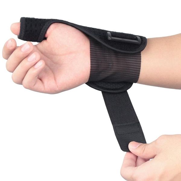 

wrist support 1pc protector gym fitness thumb cover left / right hand breathable adjustable compression forearm belt strap, Black;red