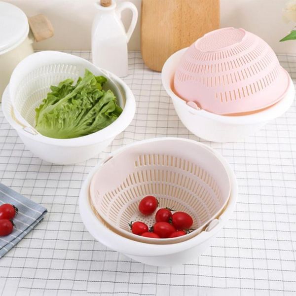 

storage baskets double layer rice washer strainer kitchen tools fruits vegetable cleaning container basket tool washing bas