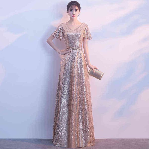 

luxury prom dresses golden 2021 autumn fashion elegant banquet long host dignified temperament chorus, Black