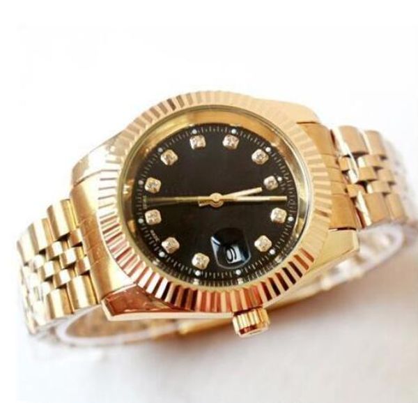 

relogio masculino diamond mens watches fashion black dial calendar gold bracelet folding clasp master male 2019 gifts couples, Blue