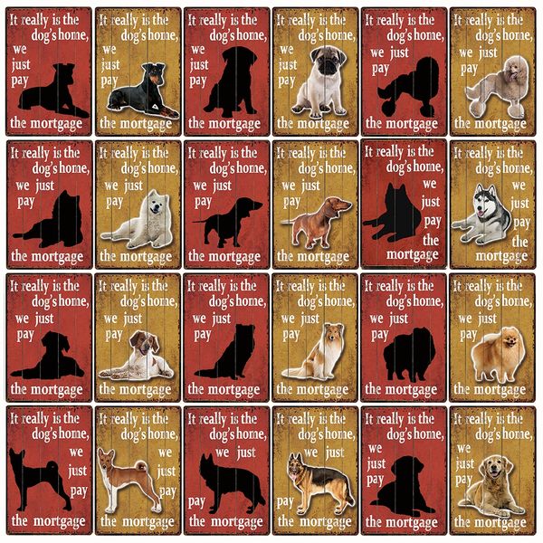 

pets dogs home basenji pug pomeranian poodle samoyed metal sign home decor bar wall art painting 20*30 cm size dy129