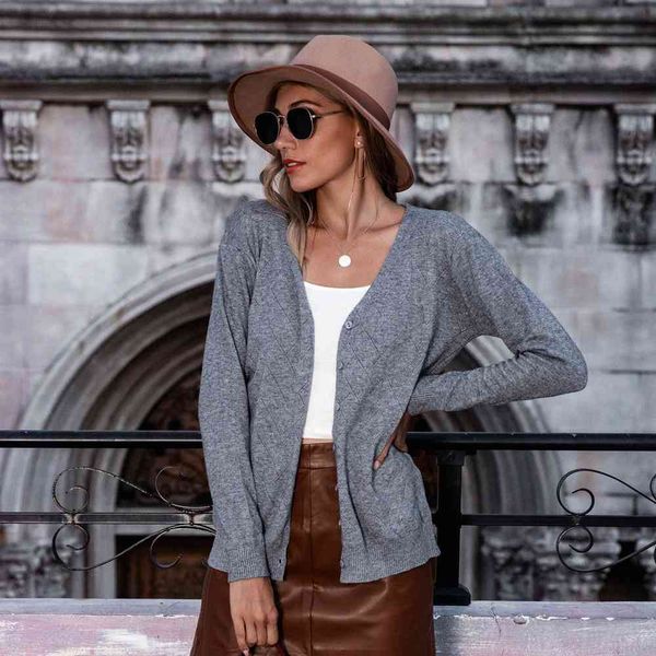 

fashion sweater fine woolen autumn and winter 2021 solid color versatile thin women's jacket v-neck long sleeve slim knit cardigan, White;black