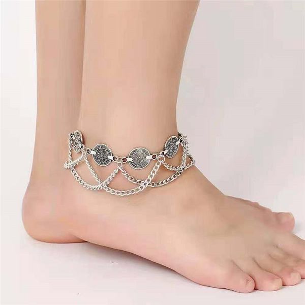 

anklets bell for women steel ladies bohemia jewelry coin wholesale, Red;blue
