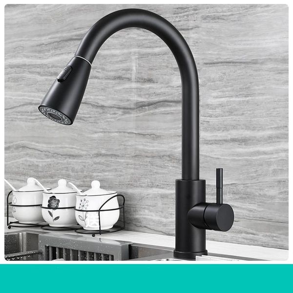 

bathroom sink faucets kitchen faucet, 304 stainless steel pull-out double outlet water-cooled wash basin movable faucet