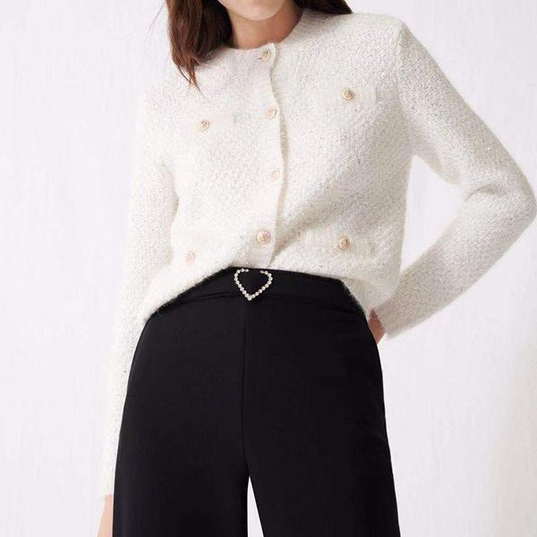 

women's knits & tees women sweater 2021 fall four-color shiny blended knit cardigan jacket, White